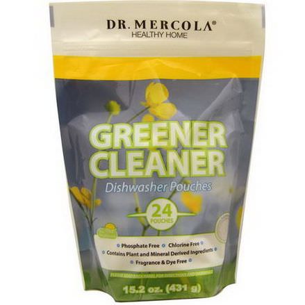 Dr. Mercola, Greener Cleaner, Dishwasher Pouches, Fragrance Free, 24 Pouches 431g