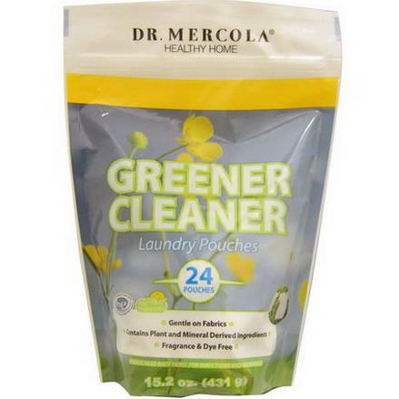 Dr. Mercola, Greener Cleaner, Laundry Pouches, Fragrance Free, 24 Pouches 431g
