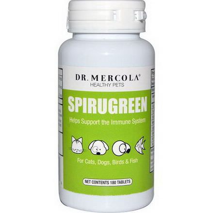 Dr. Mercola, Healthy Pets, SpiruGreen, For Cats, Dogs, Birds&Fish, 500mg, 180 Tablets