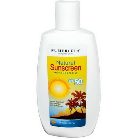Dr. Mercola, Healthy Skin, Natural Sunscreen, with Green Tea, SPF 50 153.7g