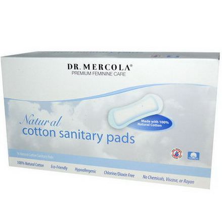 Dr. Mercola, Premium Feminine Care, Natural Cotton Sanitary Pads, 16 Sanitary Pads
