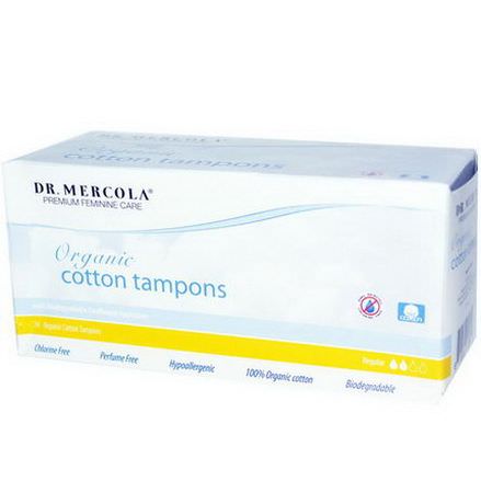 Dr. Mercola, Premium Feminine Care, Organic Cotton Tampons, Regular, 16 Organic Cotton Tampons with Applicator