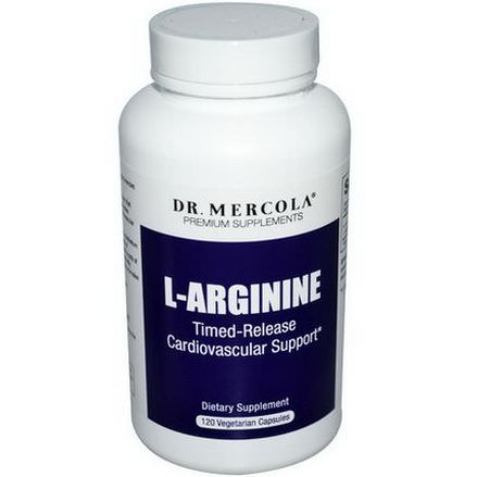 Dr. Mercola, Premium Supplements, L-Arginine, Timed-Release, 120 Veggie Caps