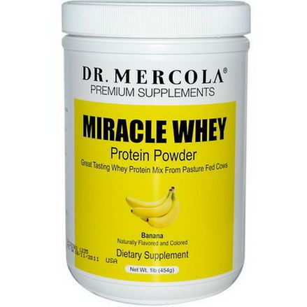 Dr. Mercola, Premium Supplements, Miracle Whey, Protein Powder, Banana 454g