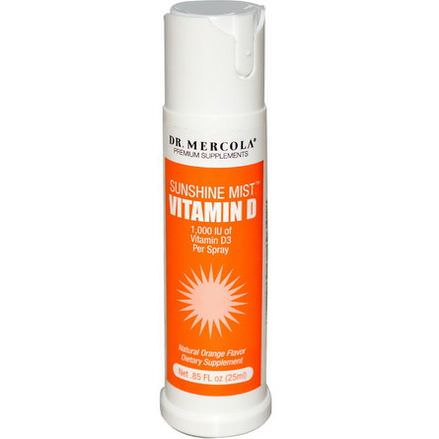 Dr. Mercola, Premium Supplements, Sunshine Mist, Vitamin D, Natural Orange Flavor 25ml