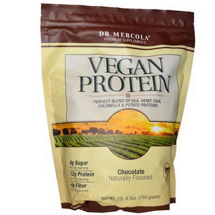 Dr. Mercola, Premium Supplements, Vegan Protein, Chocolate 750g