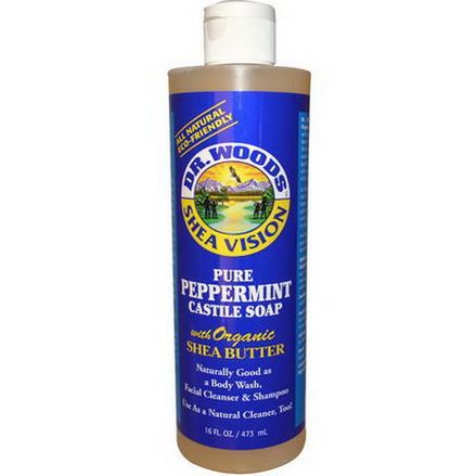 Dr. Woods, Shea Vision, Pure Peppermint Castile Soap with Organic Shea Butter 473ml