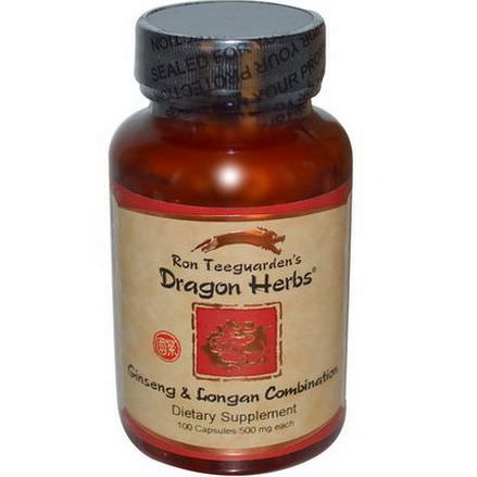 Dragon Herbs, Ginseng&Longan Combination, 500mg, 100 Capsules