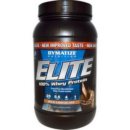 Dymatize Nutrition, Elite, 100% Whey Protein, Rich Chocolate 907g