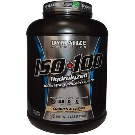 Dymatize Nutrition, ISO 100 Hydrolyzed, 100% Whey Protein Isolate, Cookies&Cream 2.27 kg