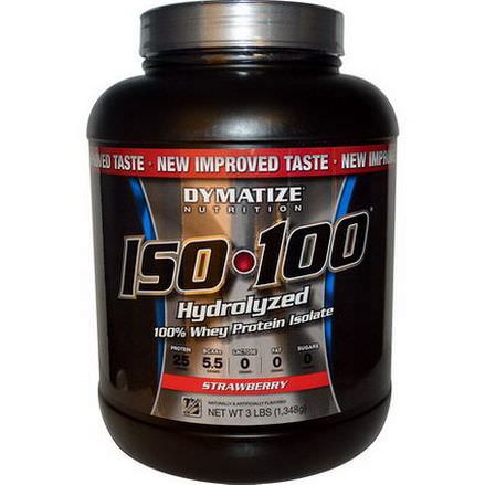 Dymatize Nutrition, ISO 100, Hydrolyzed 100% Whey Protein Isolate, Strawberry 1,348g
