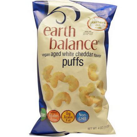 Earth Balance, Vegan Puffs, Aged White Cheddar Flavor 113g
