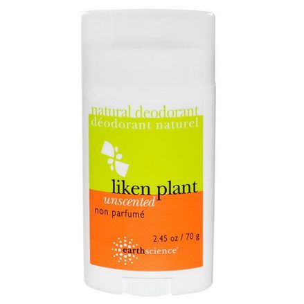 Earth Science, Natural Deodorant, Liken Plant, Unscented 70g