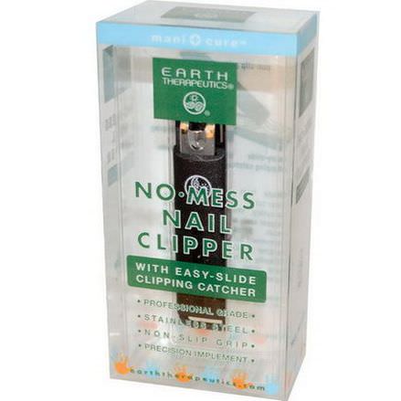 Earth Therapeutics, No-Mess Nail Clipper, with Easy-Slide Clipping Catcher, 1 Clipper