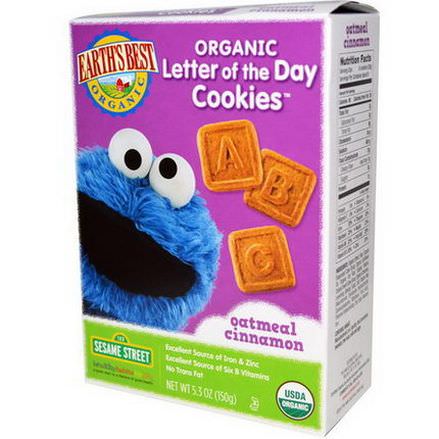 Earth's Best, Organic Letter of the Day Cookies, Oatmeal Cinnamon 150g