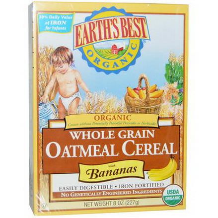 Earth's Best, Organic Whole Grain Oatmeal Cereal with Bananas 227g
