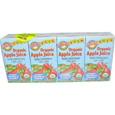 Earth's Best, Tots, Organic Apple Juice, 4 Boxes 125ml Each