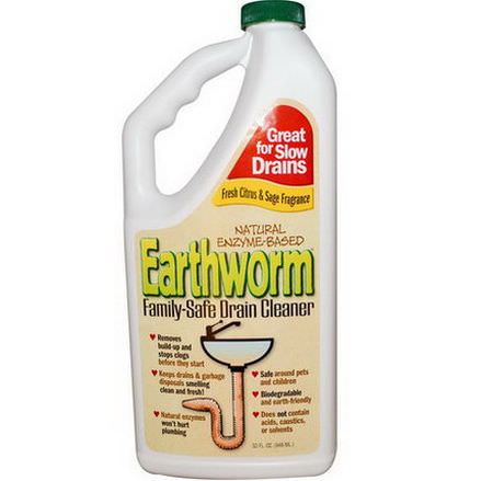 Earthworm, Family-Safe Drain Cleaner, Fresh Citrus&Sage Fragrance 946ml