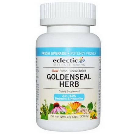 Eclectic Institute, Goldenseal Herb, Raw, 300mg, 100 Non-GMO Veggie Caps