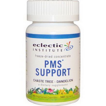 Eclectic Institute, PMS Support, Chaste Tree - Dandelion, 340mg, 45 Veggie Caps