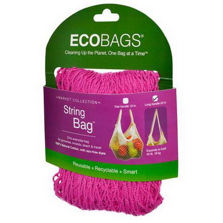 Eco-Bags Products, Market Collection, String Bag, Long Handle 22 in, Fuchsia, 1 Bag