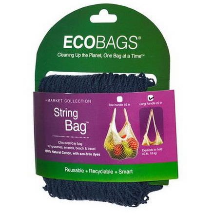 Eco-Bags Products, Market Collection, String Bag, Long Handle 22 in, Storm Blue, 1 Bag