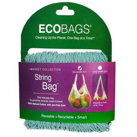 Eco-Bags Products, Market Collection, String Bag, Tote Handle 10 in, Washed Blue, 1 Bag