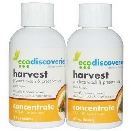 EcoDiscoveries, Harvest, Produce Wash&Preservative, Double Refill Pack, 2 Bottles 60ml