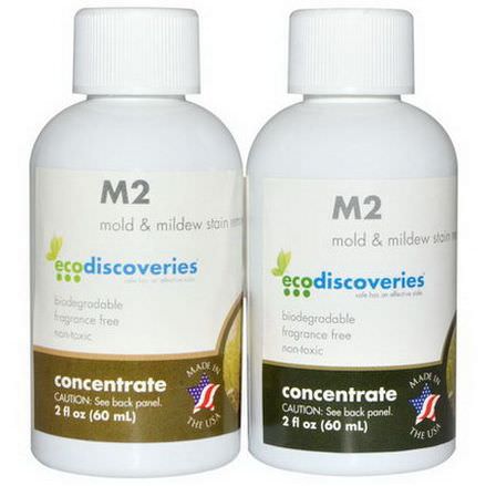 EcoDiscoveries, M2 Mold&Mildew Stain Remover, 2 Bottles 60ml Each