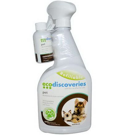 EcoDiscoveries, Pet Deodorizer&Stain Remover 60ml Concentrate w/ 1 Spray Bottle