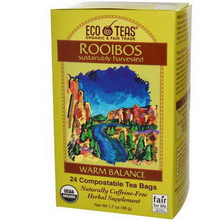 EcoTeas, Rooibos, Warm Balance, Caffeine Free, 24 Tea Bags 48g