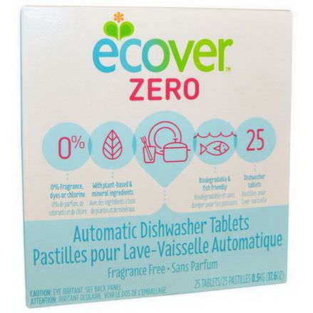 Ecover, Zero, Automatic Dishwasher Tablets, Fragrance Free, 25 Tablets 0.5 kg