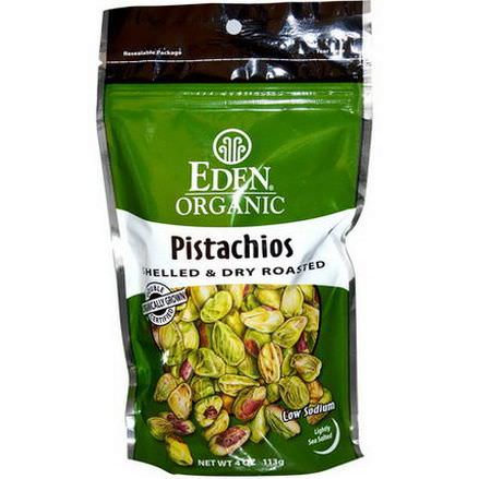 Eden Foods, Organic, Pistachios, Shelled&Dry Roasted, Lightly Sea Salted 113g