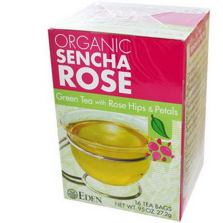 Eden Foods, Organic, Sencha Rose, Green Tea with Rose Hips&Petals, 16 Tea Bags 27.2g