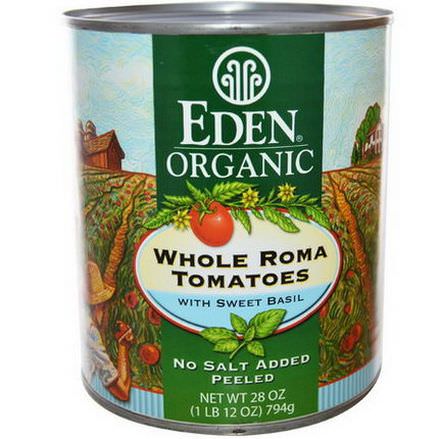 Eden Foods, Organic Whole Roma Tomatoes with Sweet Basil 794g 