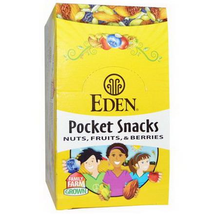 Eden Foods, Pocket Snacks, Dried Blueberries, Apple Sweetened, Organic, 12 Packages 28.3g Each