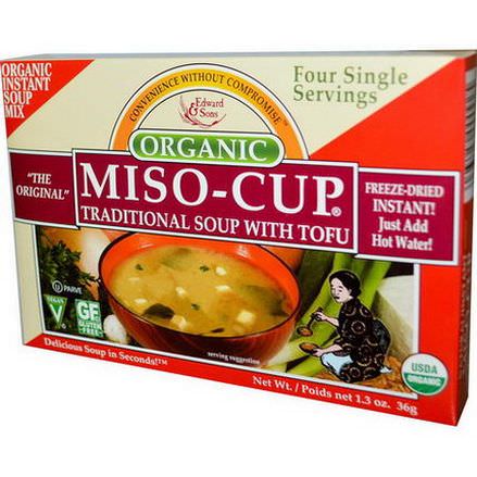 Edward&Sons, Organic Miso-Cup, Natural/Instant, 4 Single Servings, 9g Each