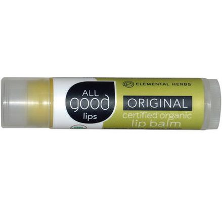 Elemental Herbs, All Good Lips, Certified Organic Lip Balm, Original, 4.25g