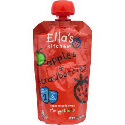 Ella's Kitchen, Apples Strawberries, Super Smooth Puree, Stage 2 99g