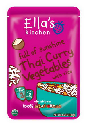 Ella's Kitchen, Full of Sunshine Thai Curry Vegetables with Rice, Stage 3 190g
