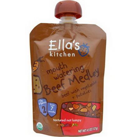 Ella's Kitchen, Mouth Watering Beef Medley, Beef with Vegetables Potatoes 127g