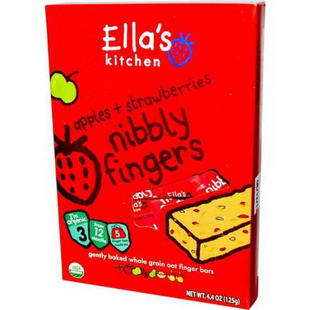 Ella's Kitchen, Nibbly Fingers, Apples Strawberries, 5 Bars 125g