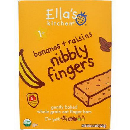 Ella's Kitchen, Nibbly Fingers, Bananas Raisins, 5 Bars 8g Each