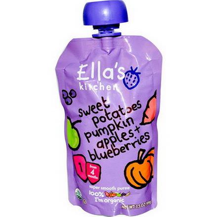 Ella's Kitchen, Organic, Baby Food, Sweet Potatoes, Pumpkin, Apples Blueberries, 4+ Months 99g