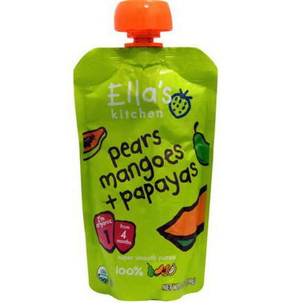 Ella's Kitchen, Super Smooth Puree, Pears Mangoes Papayas 99g