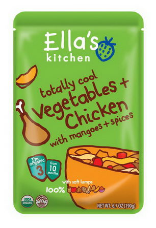 Ella's Kitchen, Totally Cool Vegetables Chicken with Mangoes Spices, Stage 3 190g