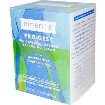 Emerita, Pro-Gest, Balancing Cream, Fragrance Free, 48 Single-Use Packets 62g