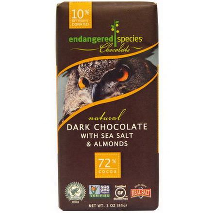 Endangered Species Chocolate, Dark Chocolate with Sea Salt&Almonds 85g