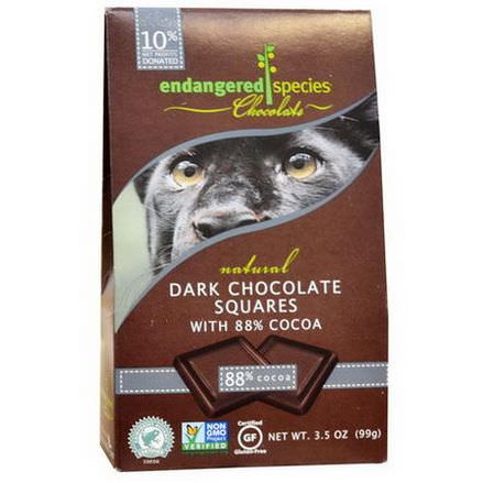 Endangered Species Chocolate, Natural Dark Chocolate Squares, 10 Pieces 99g
