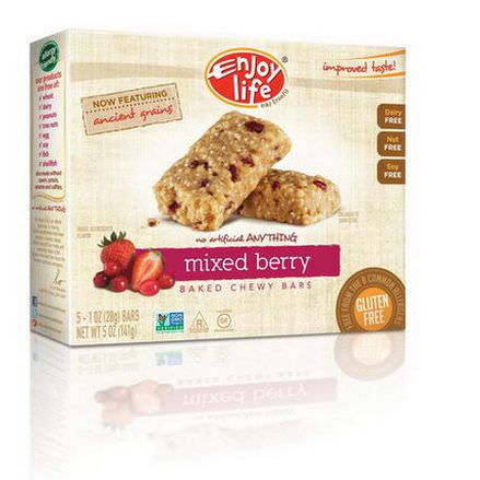 Enjoy Life Foods, Baked Chewy Bars, Mixed Berry, 5 Bars 28g Each